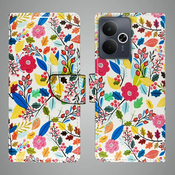 White_Artificial_Leather_See_Through_Design_Magnetic_Case_For_Realme_14T_5G