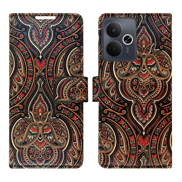 Black_Artificial_Leather_See_Through_Design_Magnetic_Case_For_Realme_14T_5G