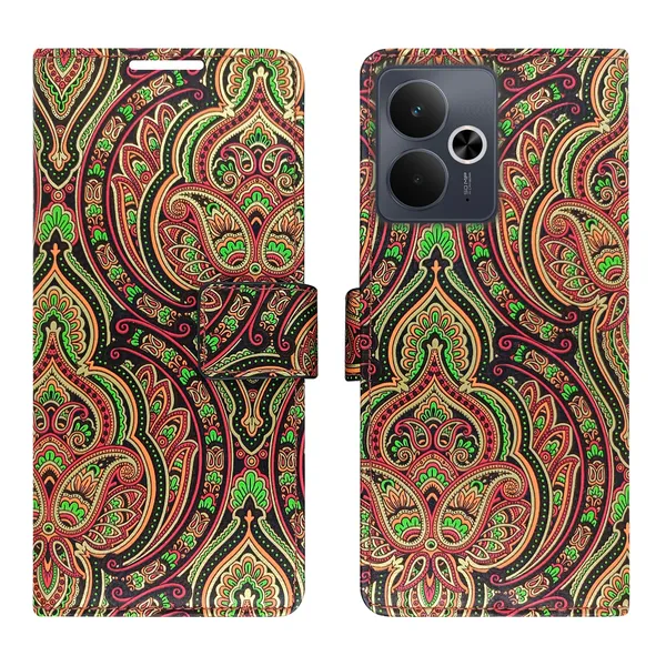 Green_Artificial_Leather_See_Through_Design_Magnetic_Case_For_Realme_14T_5G