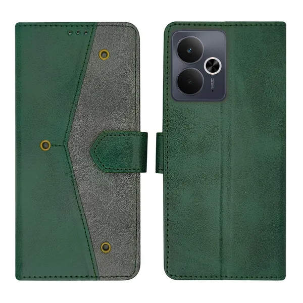Green_Artificial_Leather_See_Through_Design_Magnetic_Case_For_Realme_14T_5G