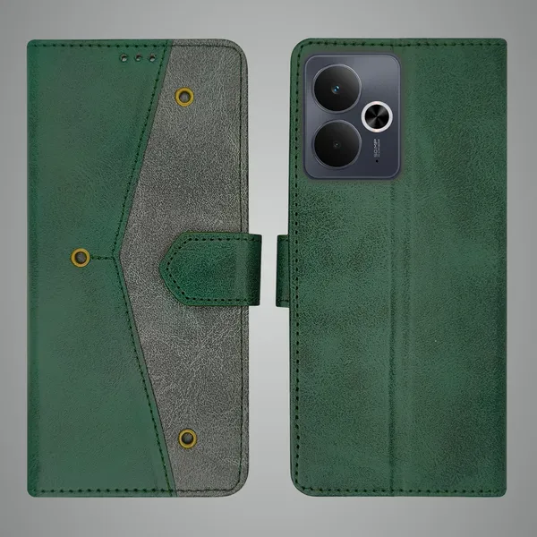 Green_Artificial_Leather_See_Through_Design_Magnetic_Case_For_Realme_14T_5G
