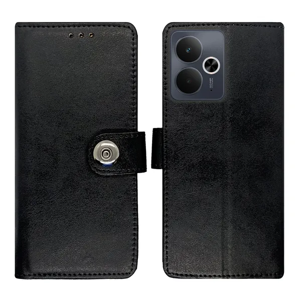 Black_Artificial_Leather_See_Through_Design_Magnetic_Case_For_Realme_14T_5G