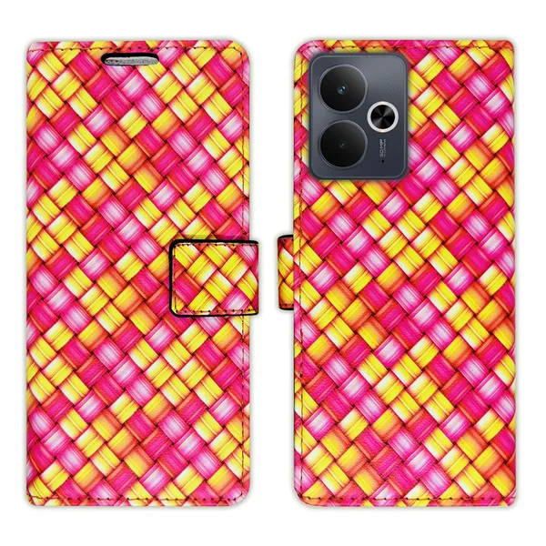 Pink_Artificial_Leather_See_Through_Design_Magnetic_Case_For_Realme_14T_5G