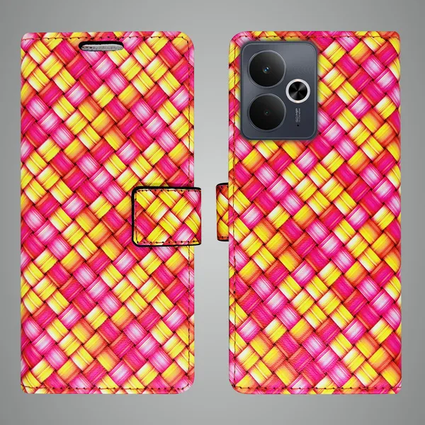 Pink_Artificial_Leather_See_Through_Design_Magnetic_Case_For_Realme_14T_5G