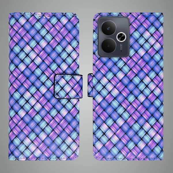 Purple_Artificial_Leather_See_Through_Design_Magnetic_Case_For_Realme_14T_5G