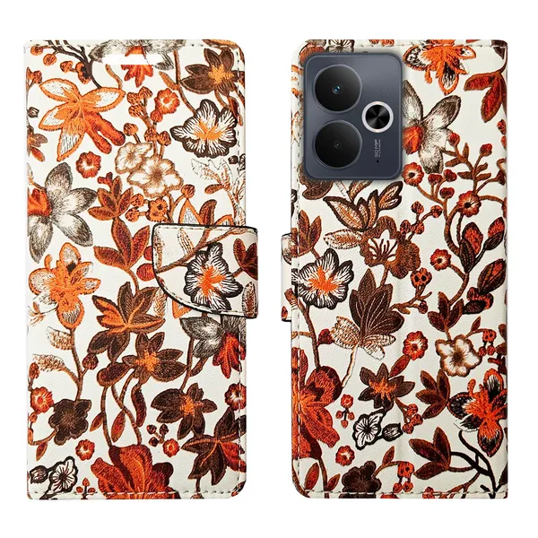 Orange_Artificial_Leather_See_Through_Design_Magnetic_Case_For_Realme_14T_5G