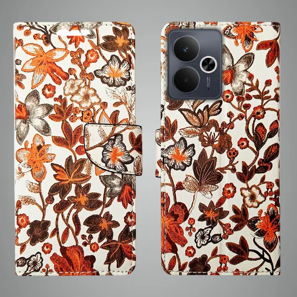 Orange_Artificial_Leather_See_Through_Design_Magnetic_Case_For_Realme_14T_5G