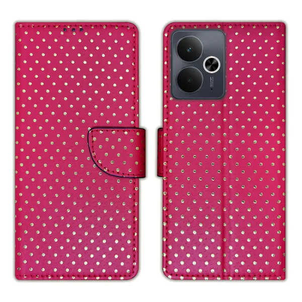 Pink_Artificial_Leather_See_Through_Design_Magnetic_Case_For_Realme_14T_5G