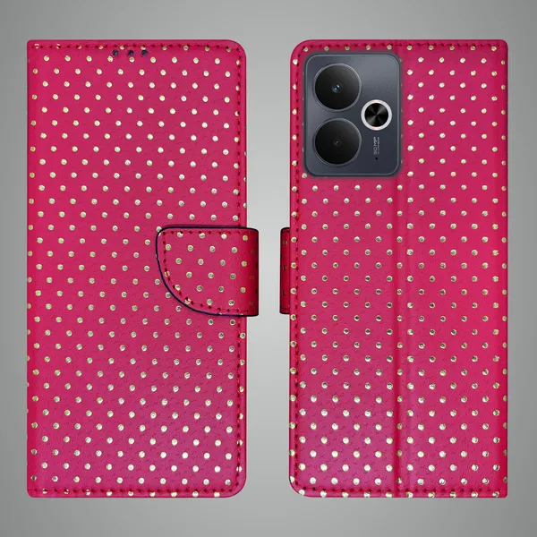 Pink_Artificial_Leather_See_Through_Design_Magnetic_Case_For_Realme_14T_5G