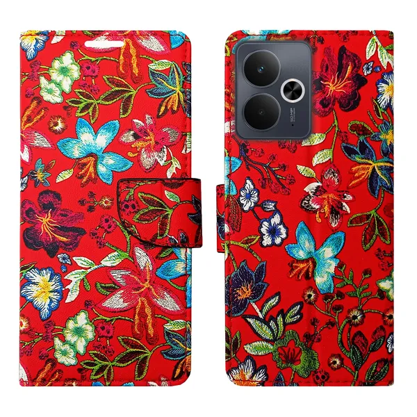 Red_Artificial_Leather_See_Through_Design_Magnetic_Case_For_Realme_14T_5G
