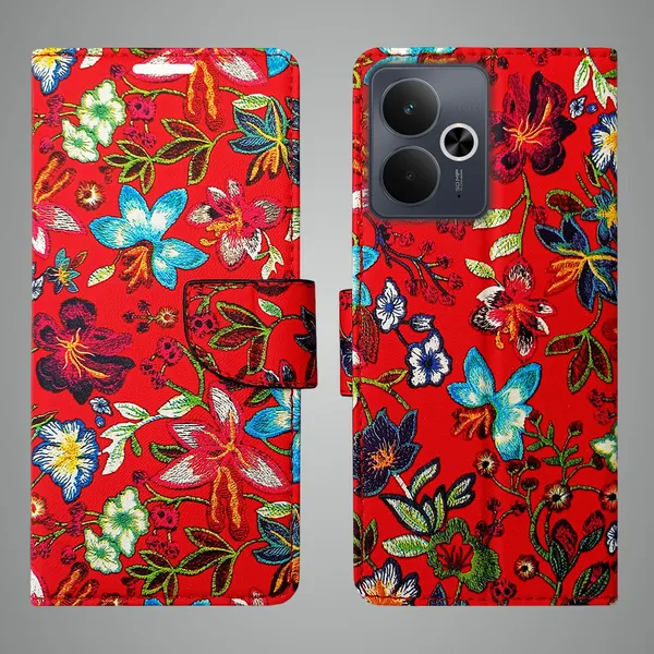 Red_Artificial_Leather_See_Through_Design_Magnetic_Case_For_Realme_14T_5G