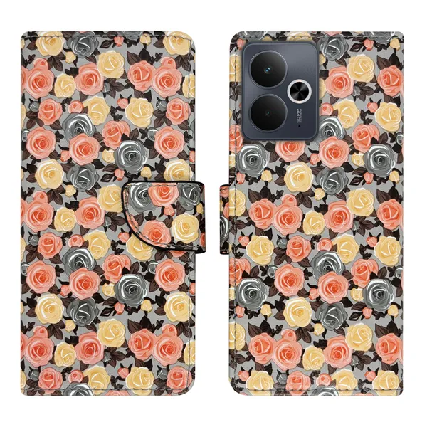 Orange_Artificial_Leather_See_Through_Design_Magnetic_Case_For_Realme_14T_5G