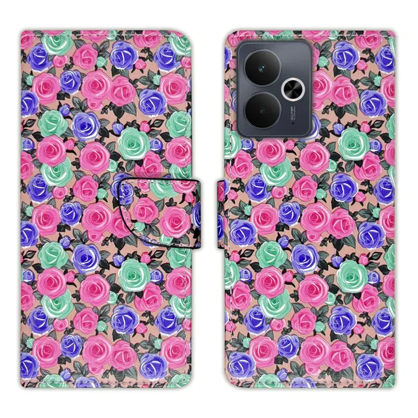 Pink_Artificial_Leather_See_Through_Design_Magnetic_Case_For_Realme_14T_5G