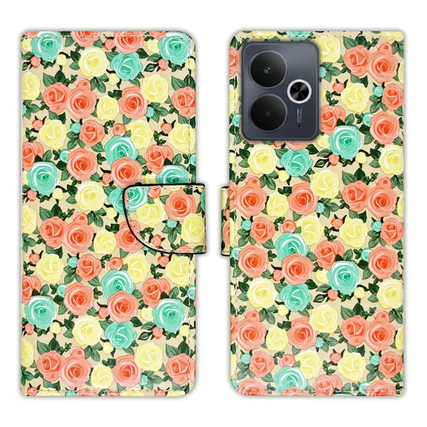 Yellow_Artificial_Leather_See_Through_Design_Magnetic_Case_For_Realme_14T_5G