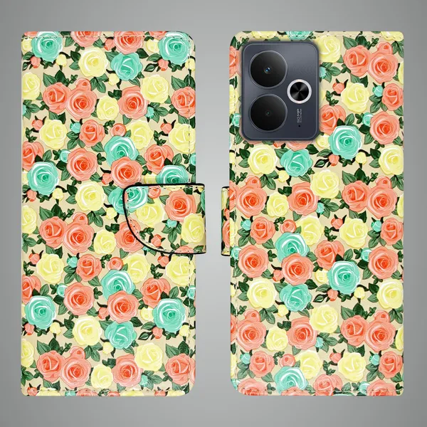 Yellow_Artificial_Leather_See_Through_Design_Magnetic_Case_For_Realme_14T_5G