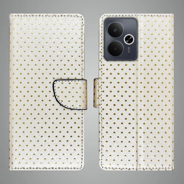 White_Artificial_Leather_See_Through_Design_Magnetic_Case_For_Realme_14T_5G