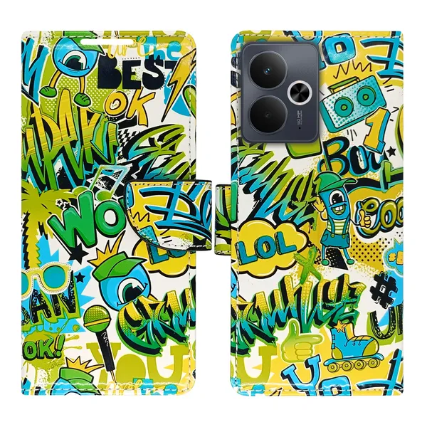Green_Artificial_Leather_See_Through_Design_Magnetic_Case_For_Realme_14T_5G