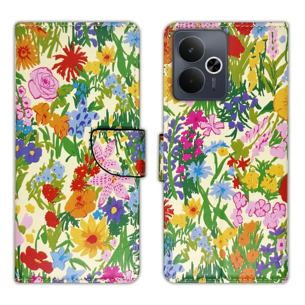 Yellow_Artificial_Leather_See_Through_Design_Magnetic_Case_For_Realme_14T_5G