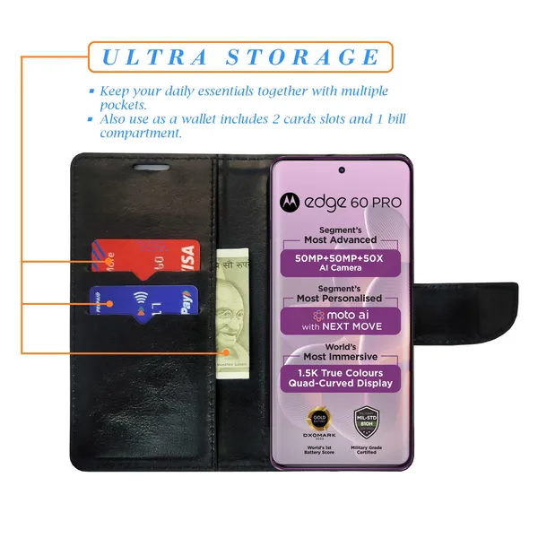 Black_Artificial_Leather_See_Through_Design_Magnetic_Case_For_Moto_Edge_60_Pro_5G