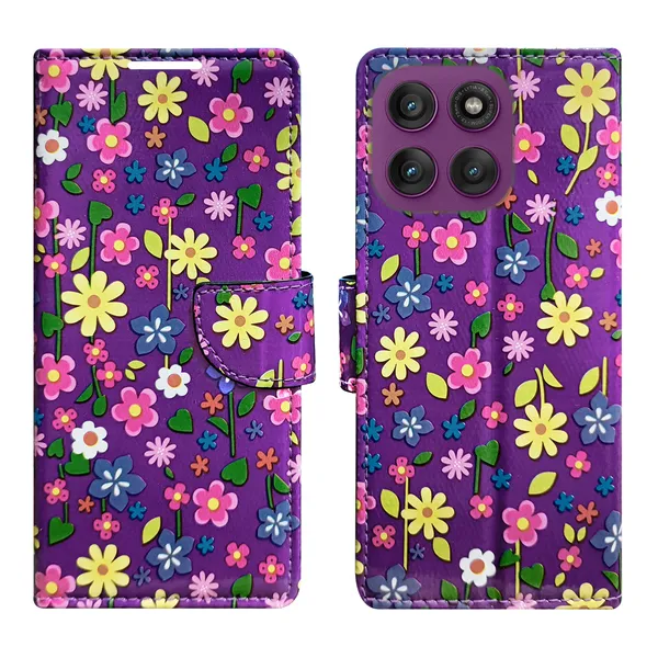 Purple_Artificial_Leather_See_Through_Design_Magnetic_Case_For_Moto_Edge_60_Pro_5G