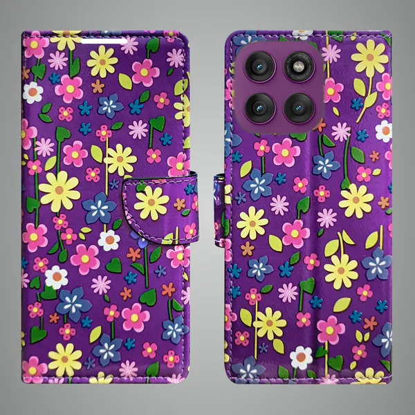 Purple_Artificial_Leather_See_Through_Design_Magnetic_Case_For_Moto_Edge_60_Pro_5G