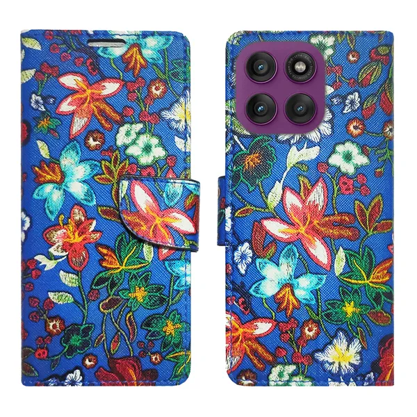Blue_Artificial_Leather_See_Through_Design_Magnetic_Case_For_Moto_Edge_60_Pro_5G