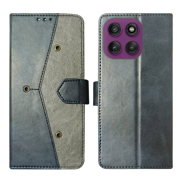 Blue_Artificial_Leather_See_Through_Design_Magnetic_Case_For_Moto_Edge_60_Pro_5G