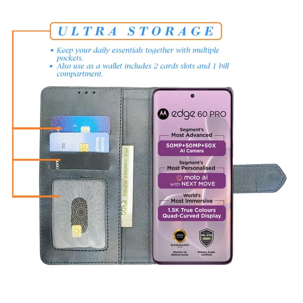 Blue_Artificial_Leather_See_Through_Design_Magnetic_Case_For_Moto_Edge_60_Pro_5G