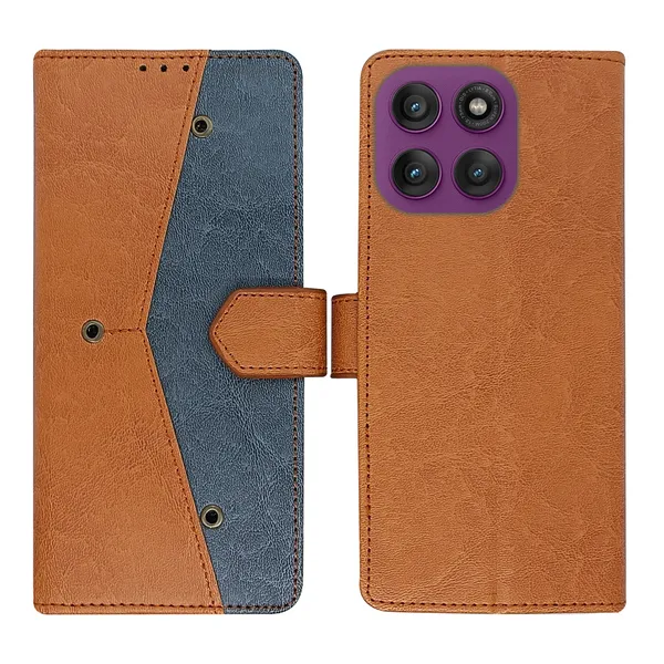 Brown_Artificial_Leather_See_Through_Design_Magnetic_Case_For_Moto_Edge_60_Pro_5G