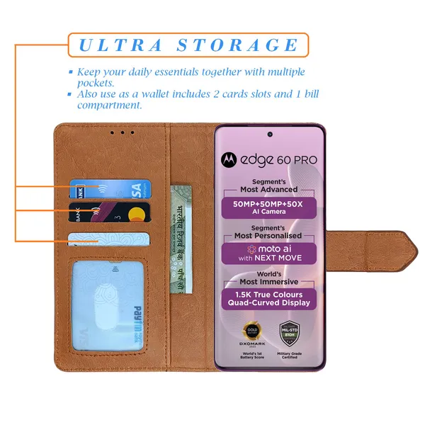 Brown_Artificial_Leather_See_Through_Design_Magnetic_Case_For_Moto_Edge_60_Pro_5G