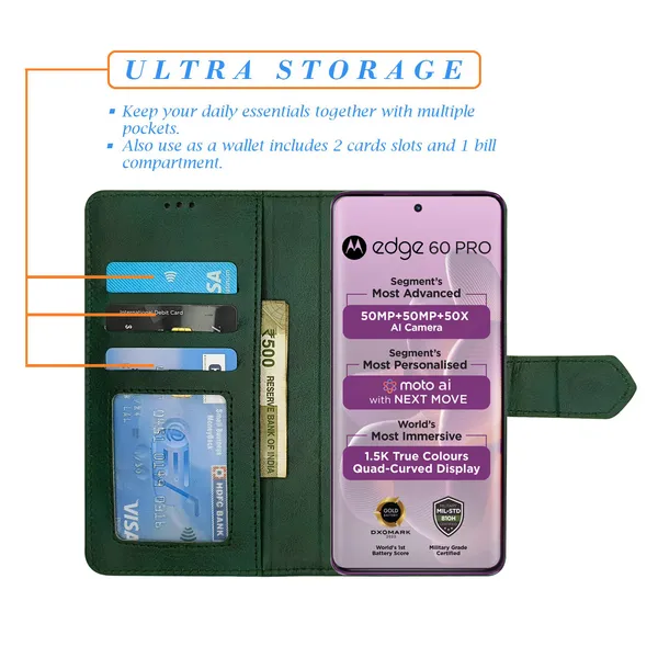 Green_Artificial_Leather_See_Through_Design_Magnetic_Case_For_Moto_Edge_60_Pro_5G