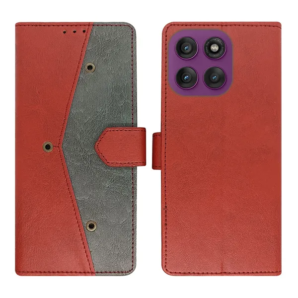 Red_Artificial_Leather_See_Through_Design_Magnetic_Case_For_Moto_Edge_60_Pro_5G