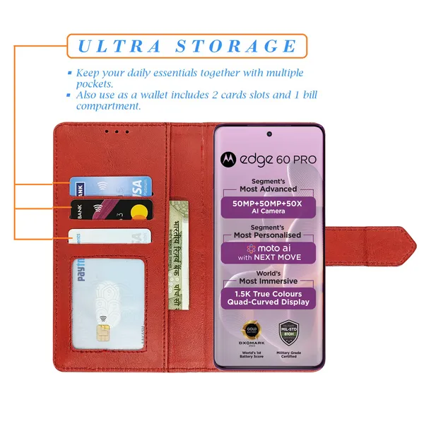 Red_Artificial_Leather_See_Through_Design_Magnetic_Case_For_Moto_Edge_60_Pro_5G