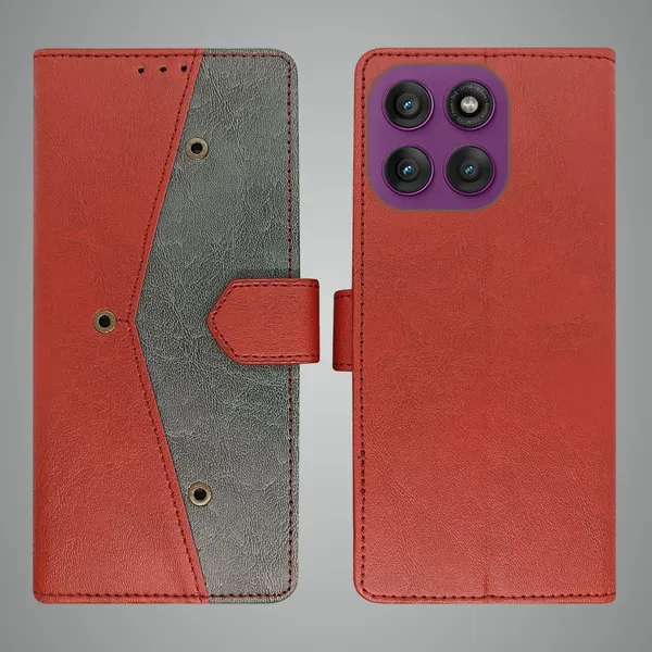 Red_Artificial_Leather_See_Through_Design_Magnetic_Case_For_Moto_Edge_60_Pro_5G