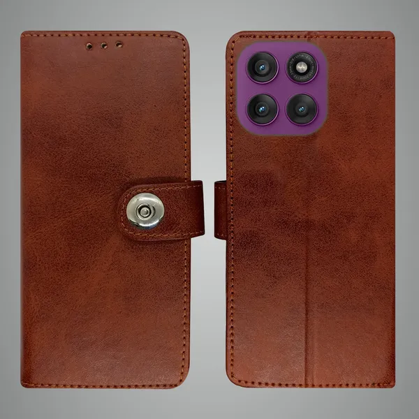 Brown_Artificial_Leather_See_Through_Design_Magnetic_Case_For_Moto_Edge_60_Pro_5G