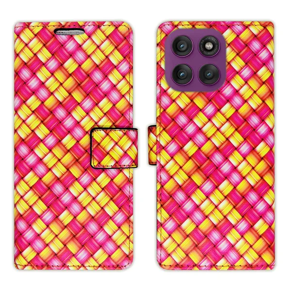 Pink_Artificial_Leather_See_Through_Design_Magnetic_Case_For_Moto_Edge_60_Pro_5G