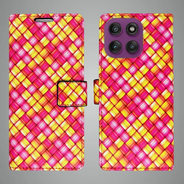 Pink_Artificial_Leather_See_Through_Design_Magnetic_Case_For_Moto_Edge_60_Pro_5G