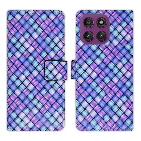 Purple_Artificial_Leather_See_Through_Design_Magnetic_Case_For_Moto_Edge_60_Pro_5G