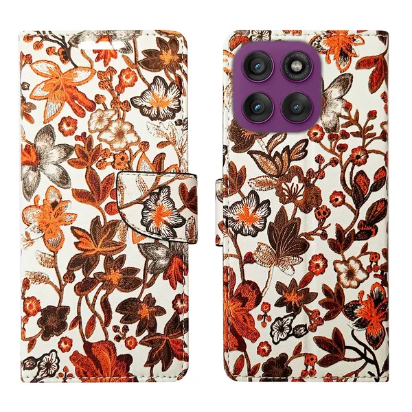 Orange_Artificial_Leather_See_Through_Design_Magnetic_Case_For_Moto_Edge_60_Pro_5G