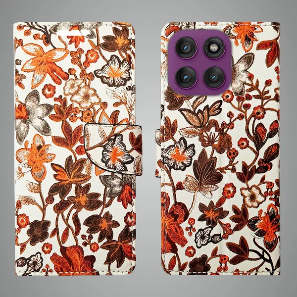 Orange_Artificial_Leather_See_Through_Design_Magnetic_Case_For_Moto_Edge_60_Pro_5G