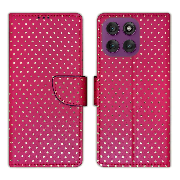 Pink_Artificial_Leather_See_Through_Design_Magnetic_Case_For_Moto_Edge_60_Pro_5G