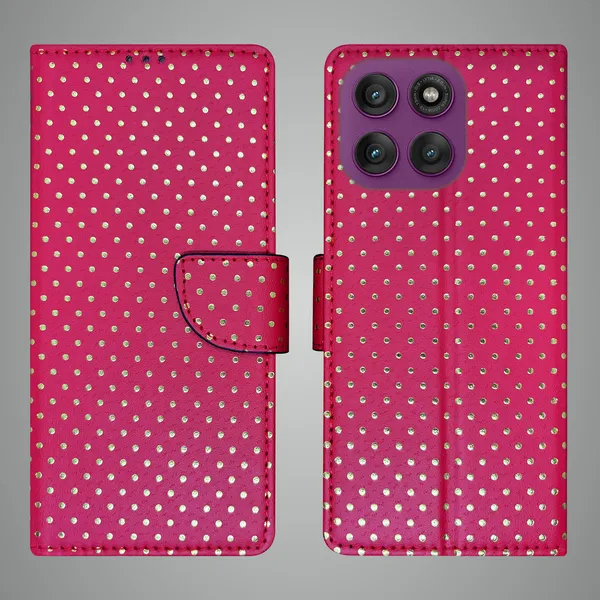 Pink_Artificial_Leather_See_Through_Design_Magnetic_Case_For_Moto_Edge_60_Pro_5G