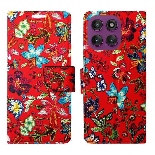 Red_Artificial_Leather_See_Through_Design_Magnetic_Case_For_Moto_Edge_60_Pro_5G