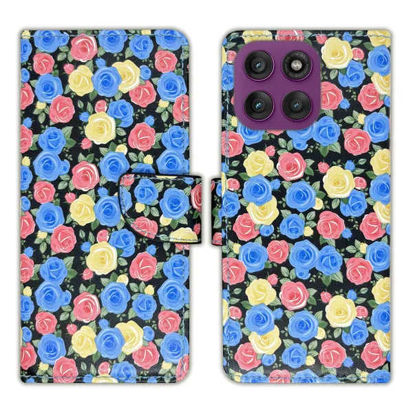 Blue_Artificial_Leather_See_Through_Design_Magnetic_Case_For_Moto_Edge_60_Pro_5G