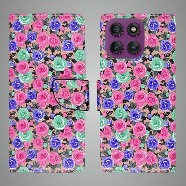 Pink_Artificial_Leather_See_Through_Design_Magnetic_Case_For_Moto_Edge_60_Pro_5G