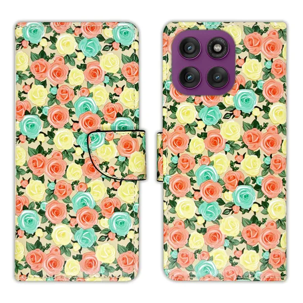 Yellow_Artificial_Leather_See_Through_Design_Magnetic_Case_For_Moto_Edge_60_Pro_5G