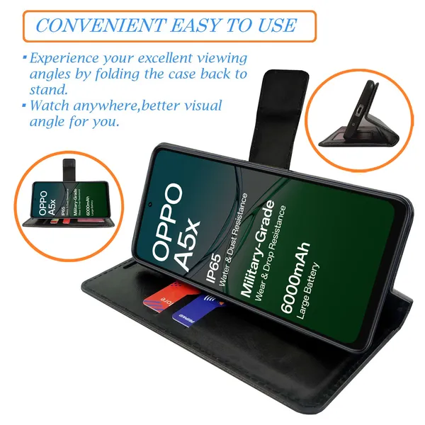 Black_Artificial_Leather_See_Through_Design_Magnetic_Case_For_Oppo_A5x_5G