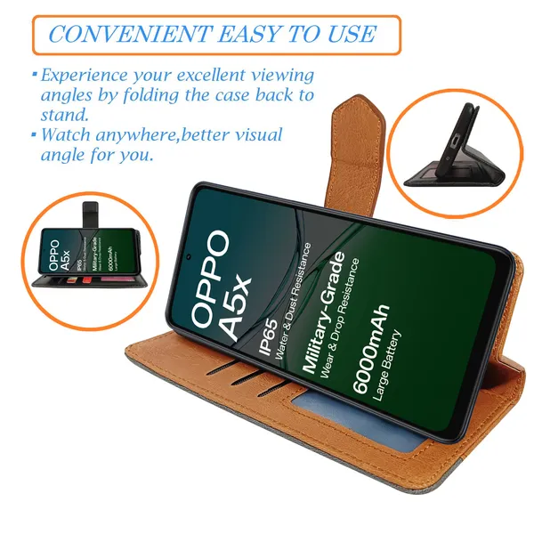 Brown_Artificial_Leather_See_Through_Design_Magnetic_Case_For_Oppo_A5x_5G