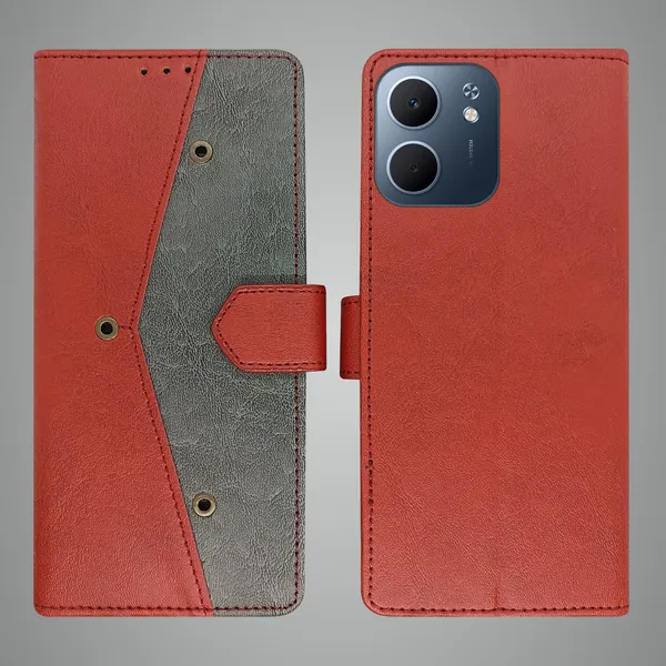 Red_Artificial_Leather_See_Through_Design_Magnetic_Case_For_Oppo_A5x_5G