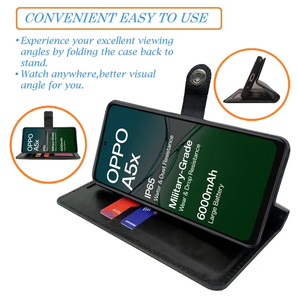 Black_Artificial_Leather_See_Through_Design_Magnetic_Case_For_Oppo_A5x_5G